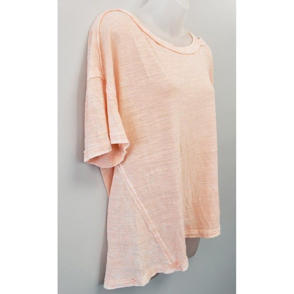 Free People Burnout Cold Shoulder Top Women's Pale Pink Distressed‎ Faded NEW - Picture 10 of 12